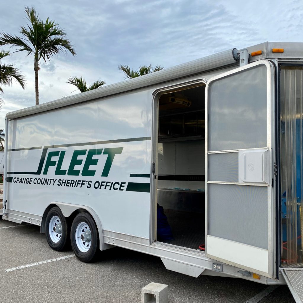 Fleet trailer in a parking lot