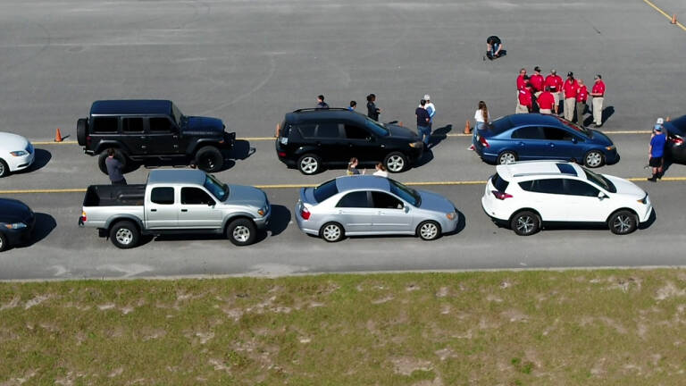 drone shot of teen driver challenge class