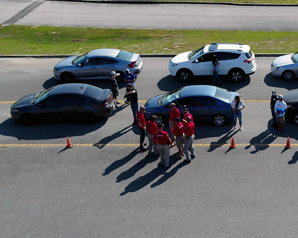 drone shot of teen driver course