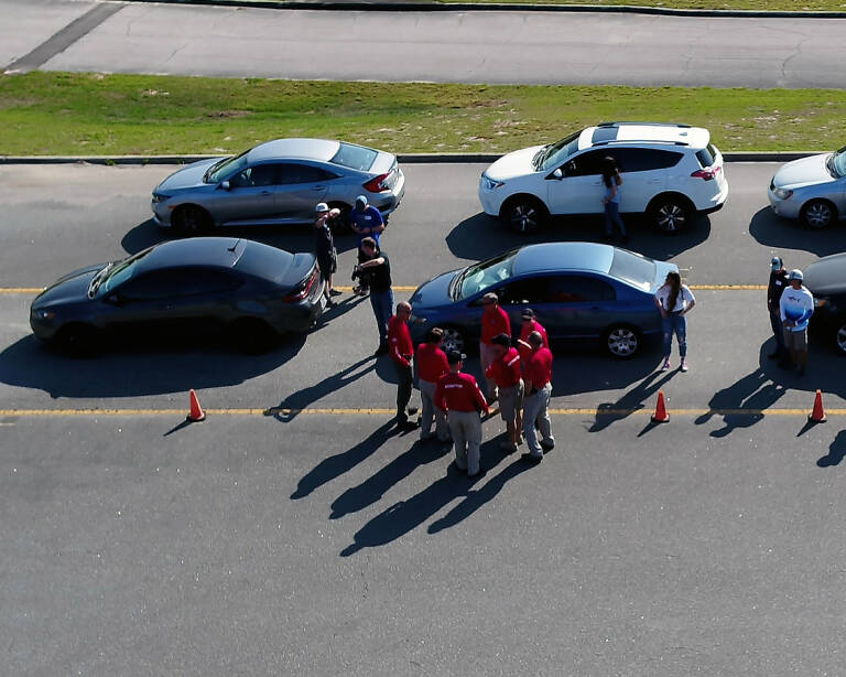 drone shot of teen driver course