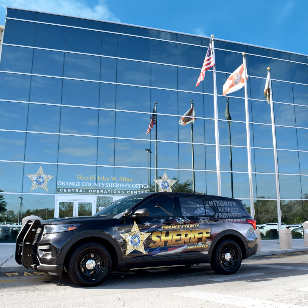 Recruitment vehicle posed in front of the Operations Building