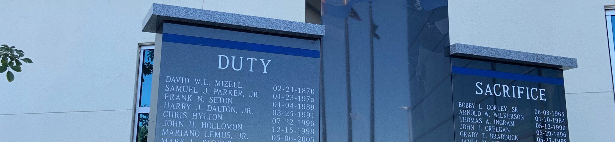 Plaque listing names of deputies that have died on duty