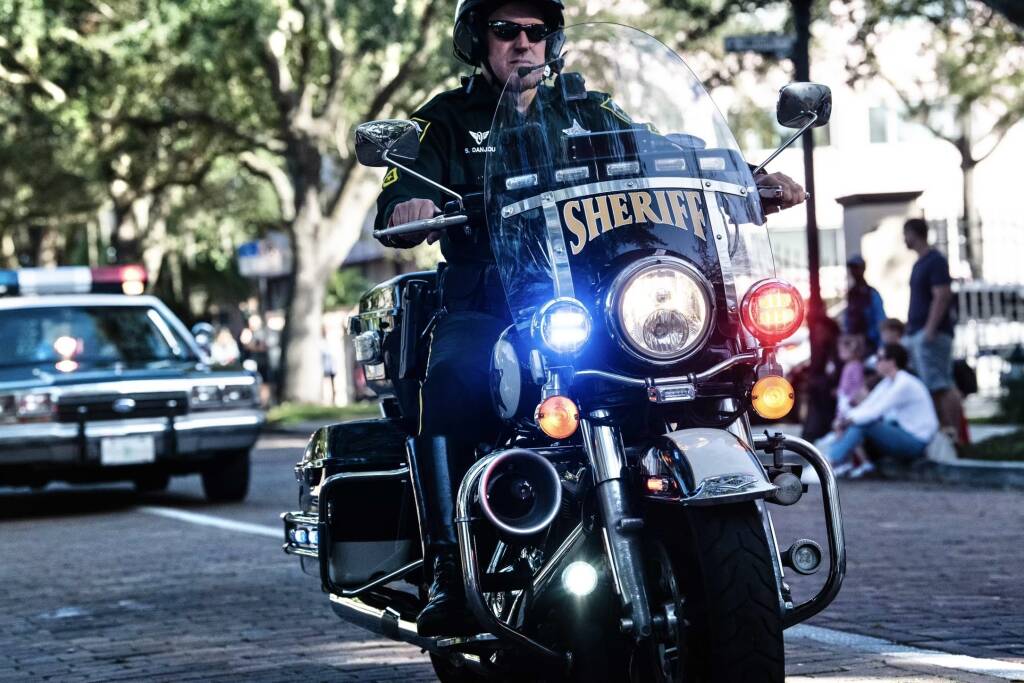 A deputy on a motor cycle
