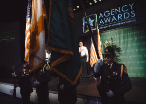Major Torres participating in the pledge of allegiance